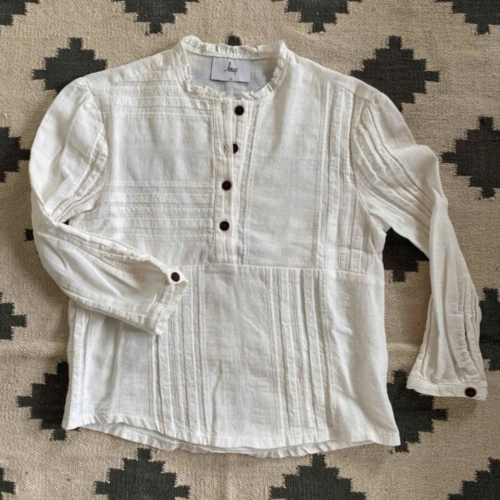 Loup striped 3/4 sleeve quarter button cotton top size XS